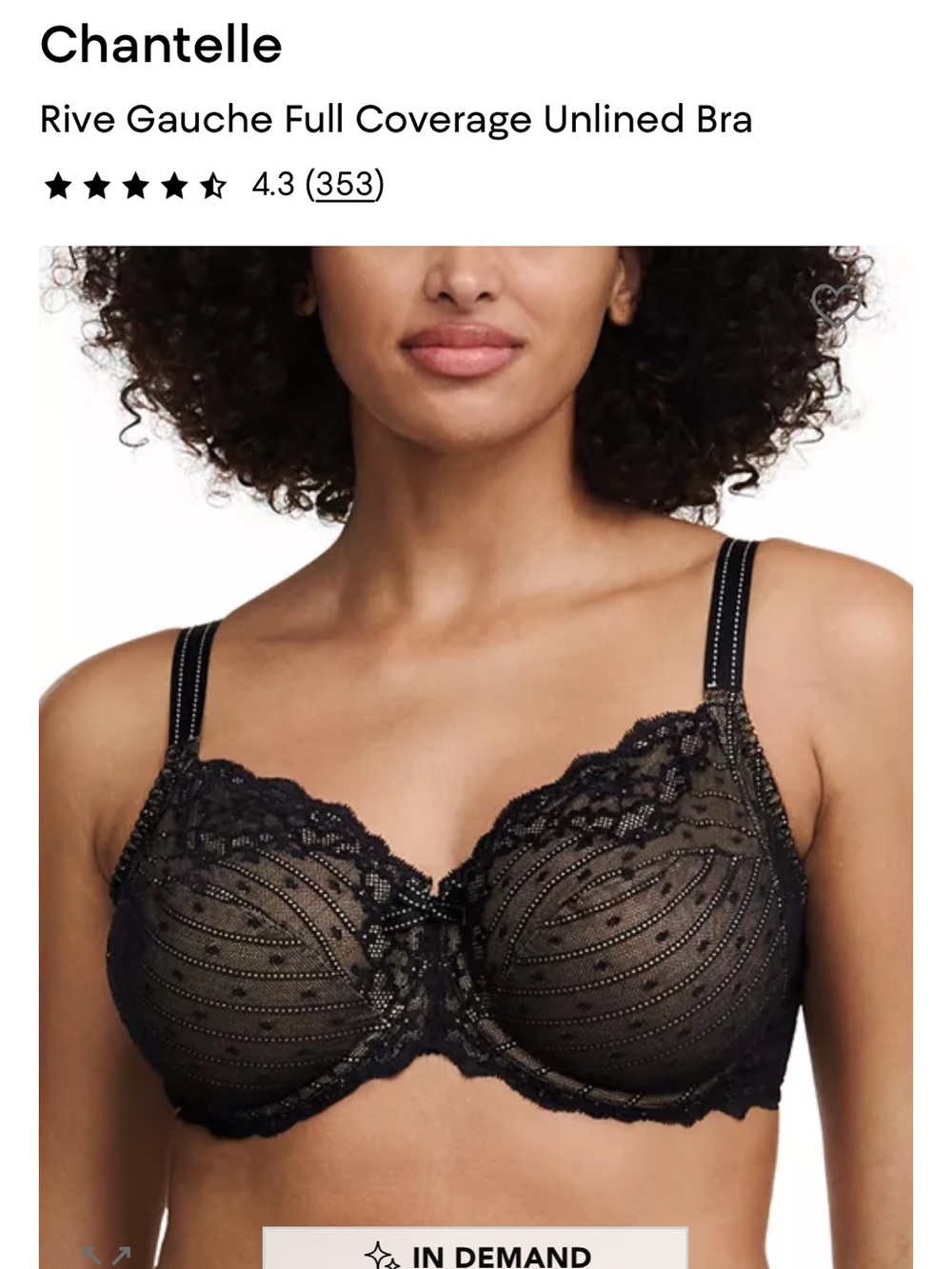 Chantelle Rive Gauche Full Coverage Unlined Bra. 40G